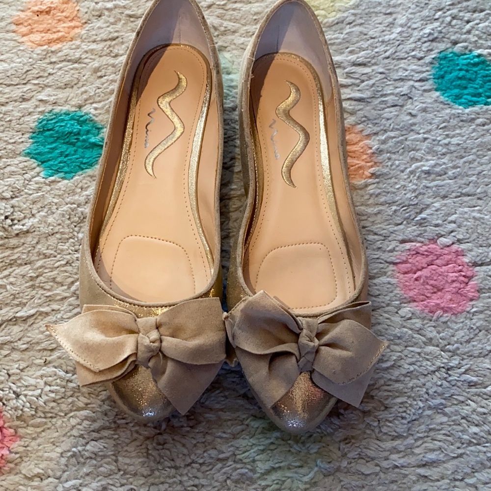 Nina iridescent flats with bows